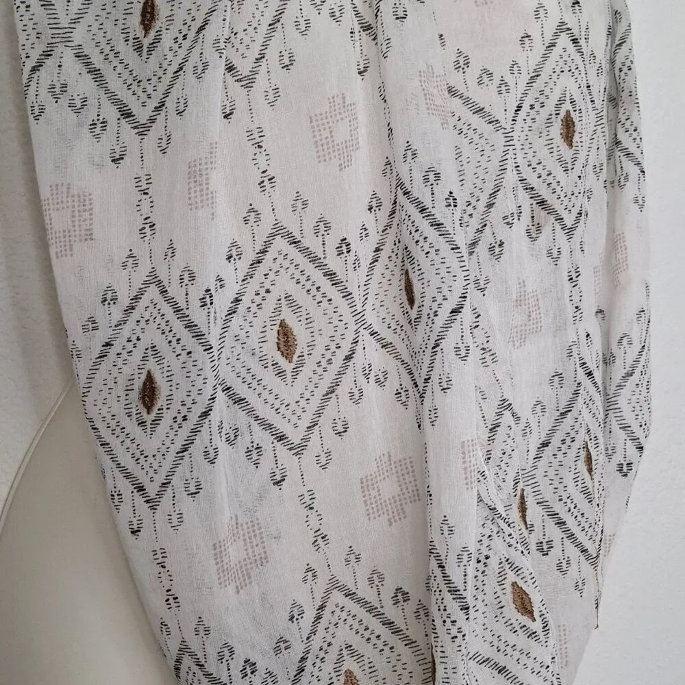 American Eagle Loop Scarf 100% Cotton Embroidered Boho Southwestern Summer 29X24